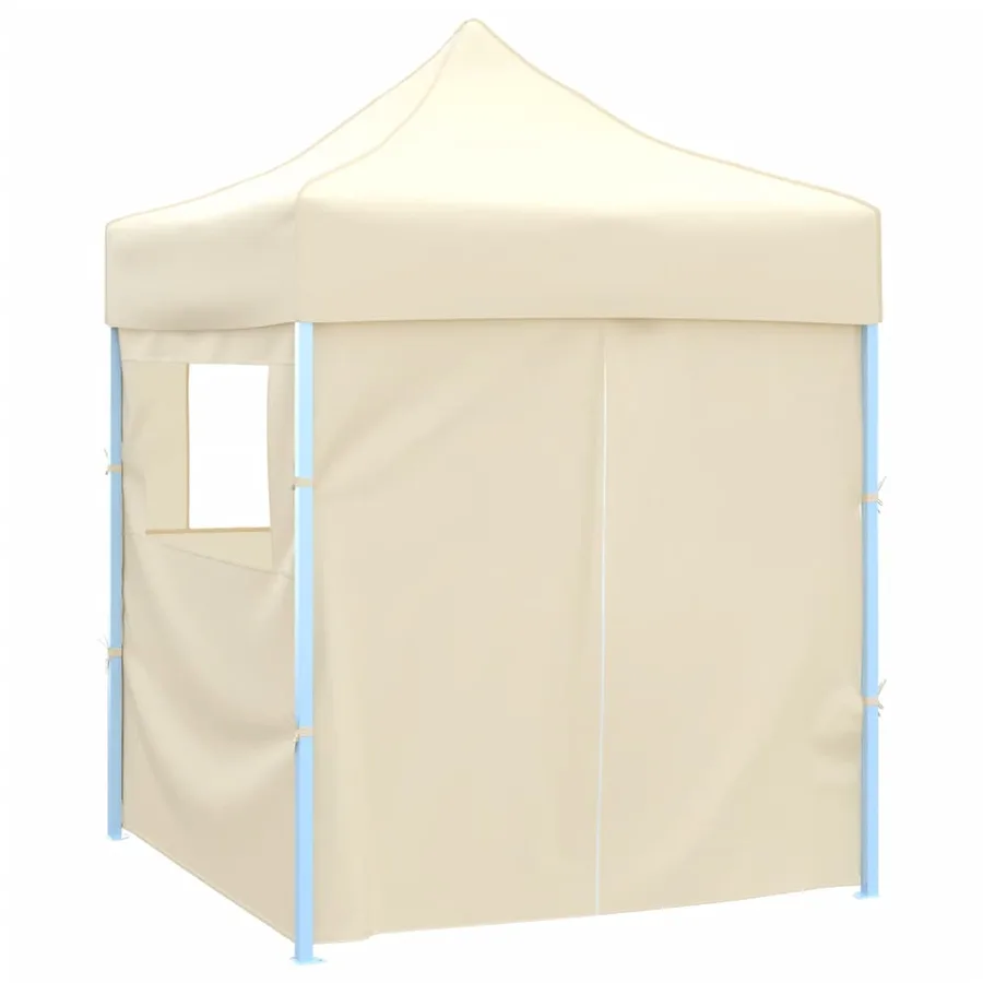Tente de réception pliable avec 4 parois 2x2 m Acier Crème - 3