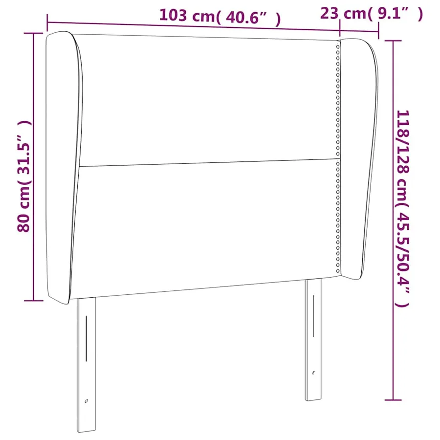 Tête de lit avec oreilles Bleu foncé 103x23x118/128 cm Velours - 9