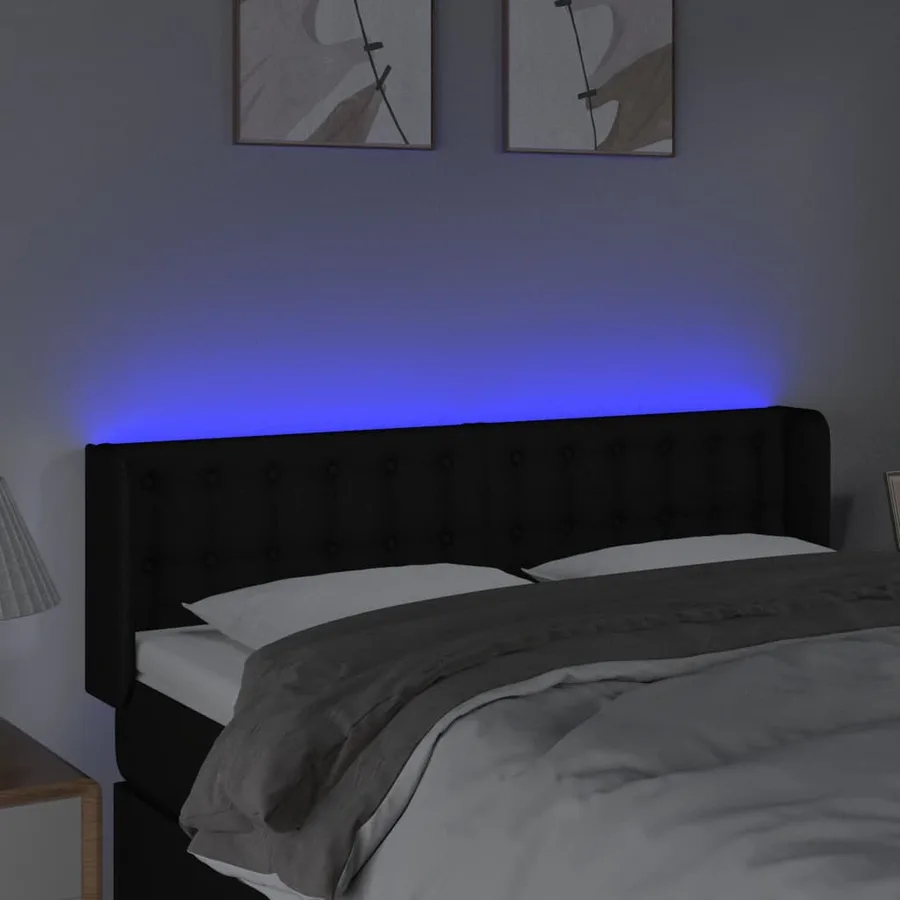 Tête de lit à LED Noir 147x16x78/88 cm Tissu - 4