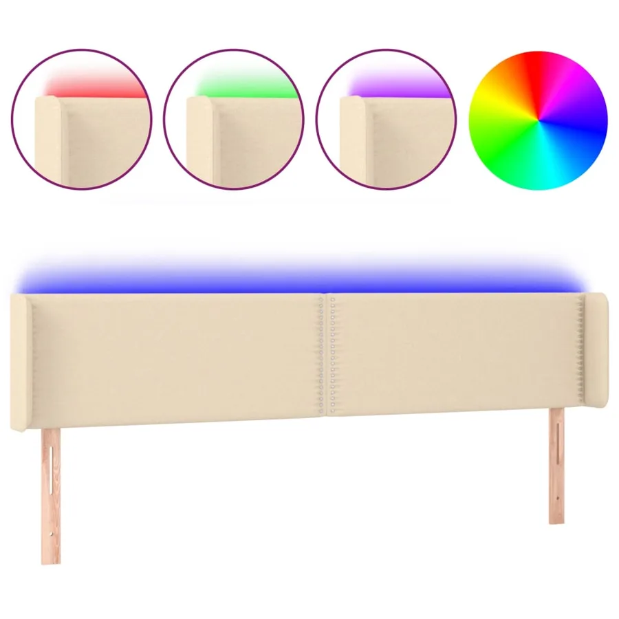 Tête de lit à LED Crème 183x16x78/88 cm Tissu - 2