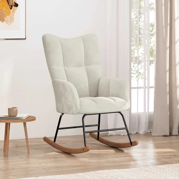 Chaise à bascule Blanc crème Velours