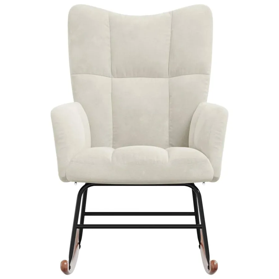 Chaise à bascule Blanc crème Velours - 4