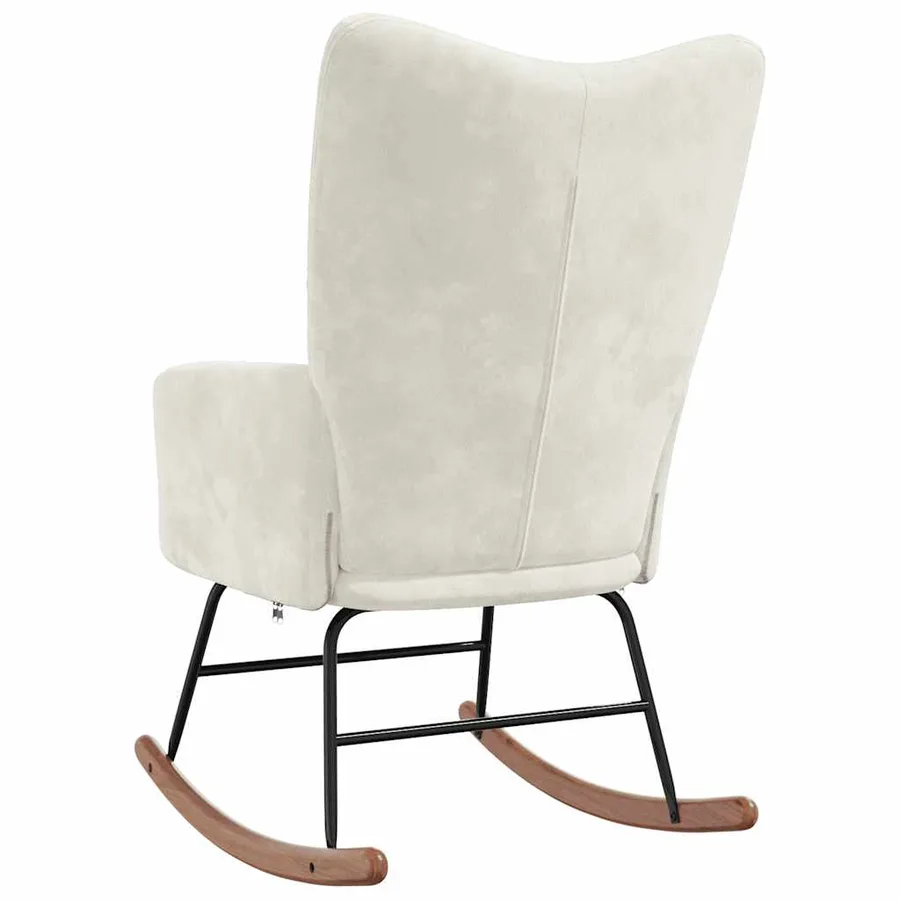 Chaise à bascule Blanc crème Velours - 6