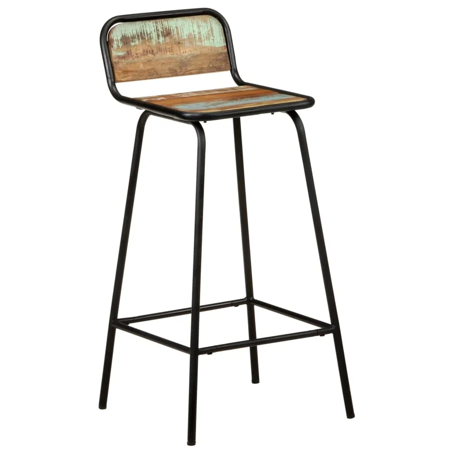 Chaises de bar lot de 4 bois de récupération solide - 10