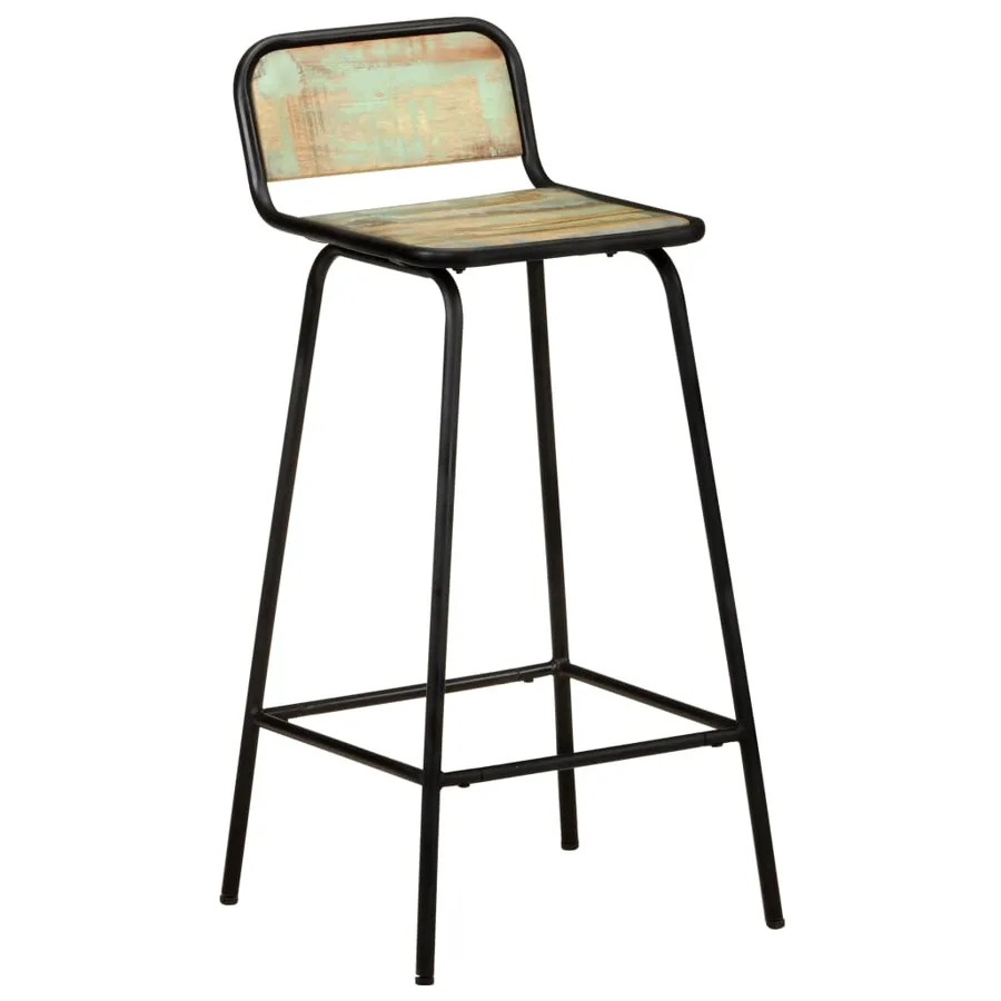 Chaises de bar lot de 4 bois de récupération solide - 2