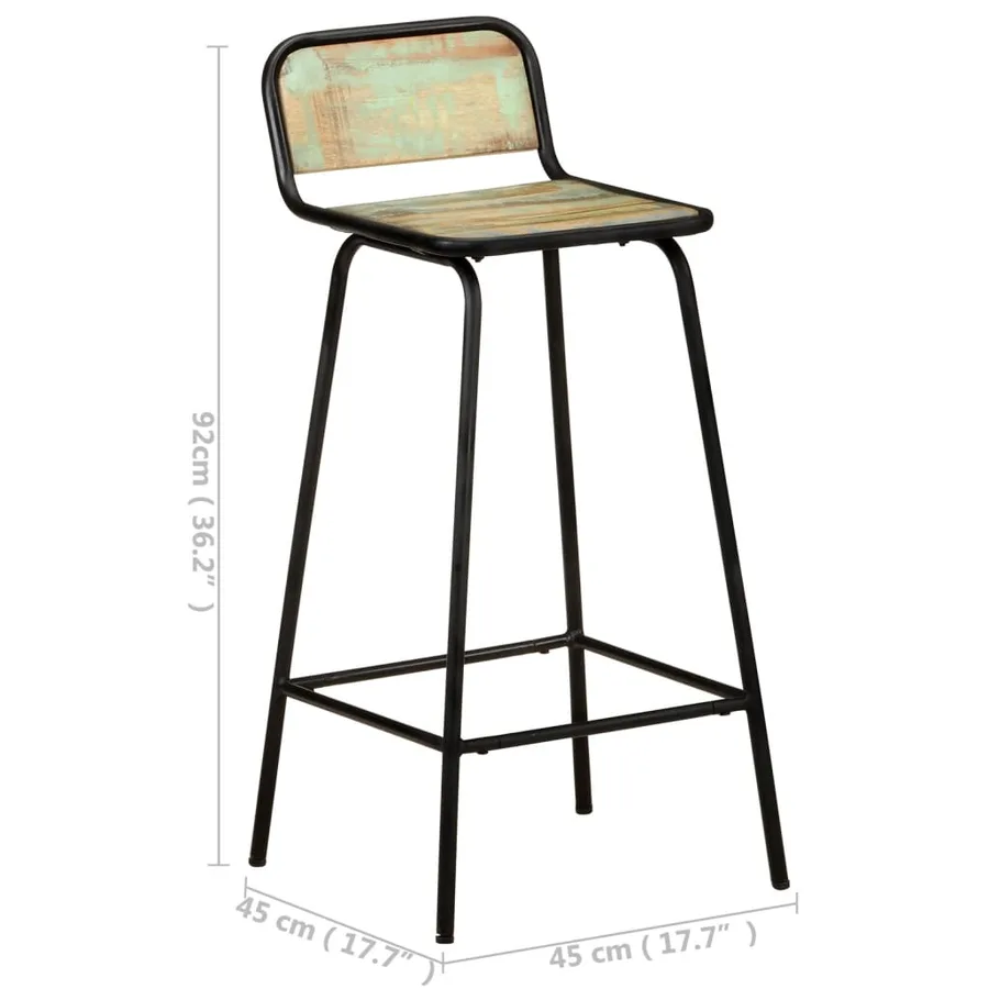 Chaises de bar lot de 4 bois de récupération solide - 7