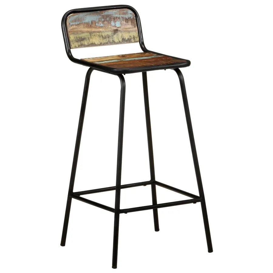 Chaises de bar lot de 4 bois de récupération solide - 8