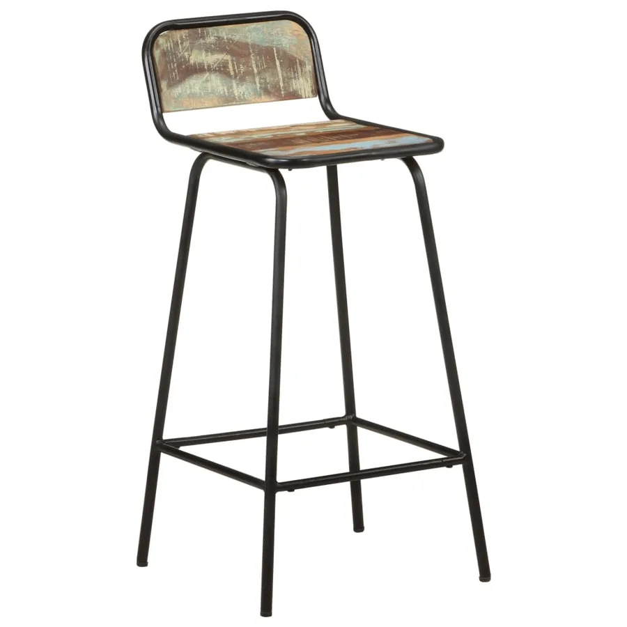 Chaises de bar lot de 4 bois de récupération solide - 9