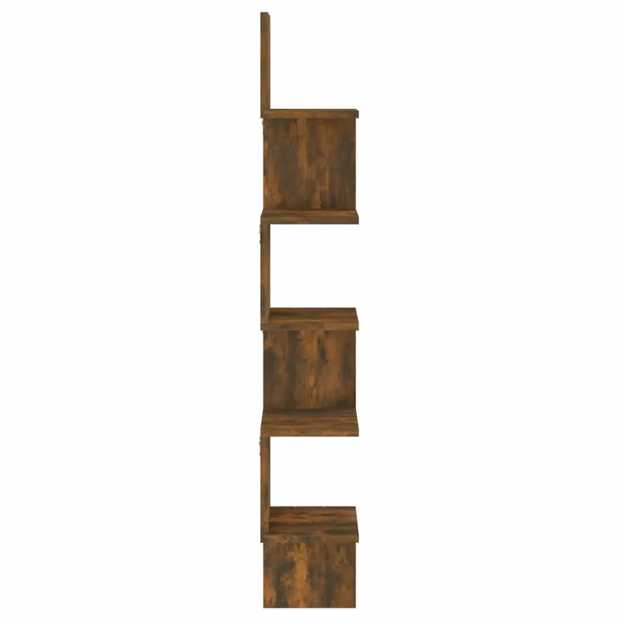Étagère d'angle murale Chêne fumé 20x20x127,5cm Bois ingénierie - 4