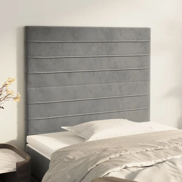 Tête de lit Gris clair 80x5x118/128 cm Velours