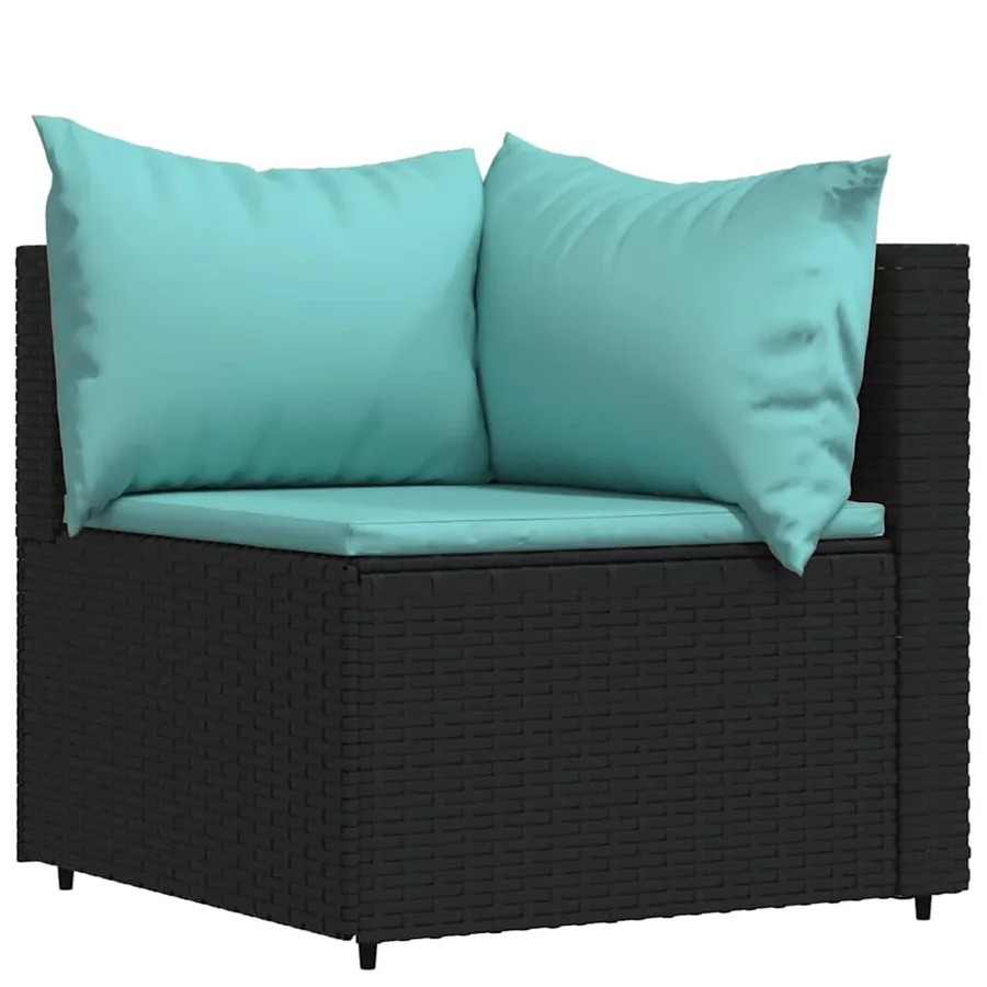 Salon de jardin 4 pcs avec coussins Noir Résine tressée - 4