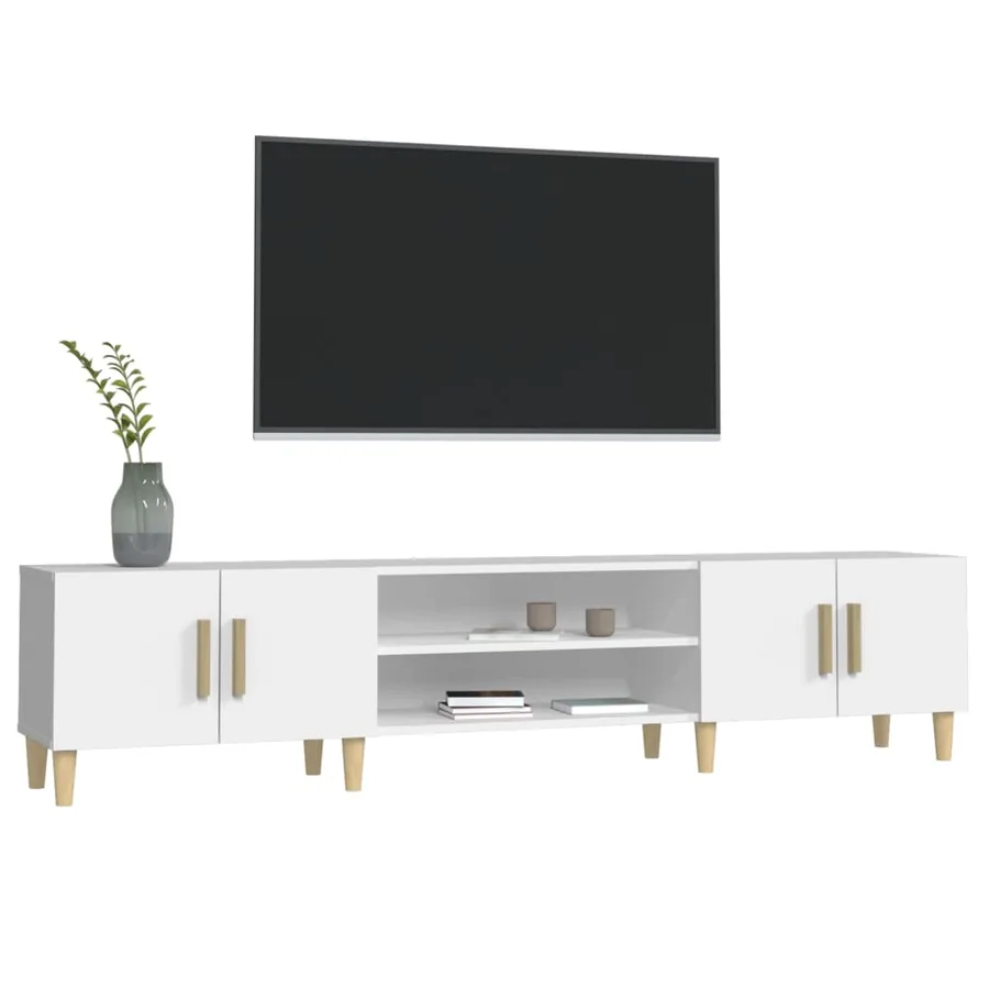 Meuble TV Blanc 180x31,5x40 cm Bois d'ingénierie - 4