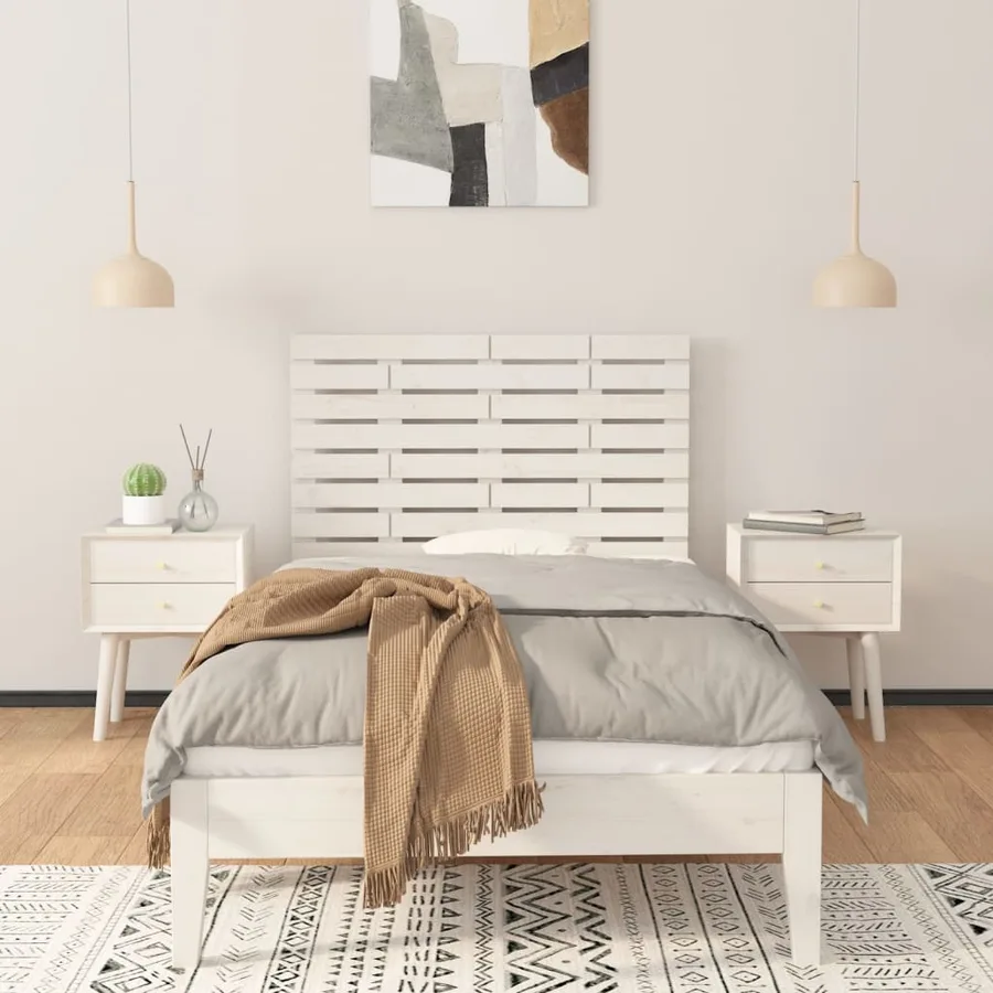Tête de lit murale Blanc 96x3x63 cm Bois massif de pin - 3