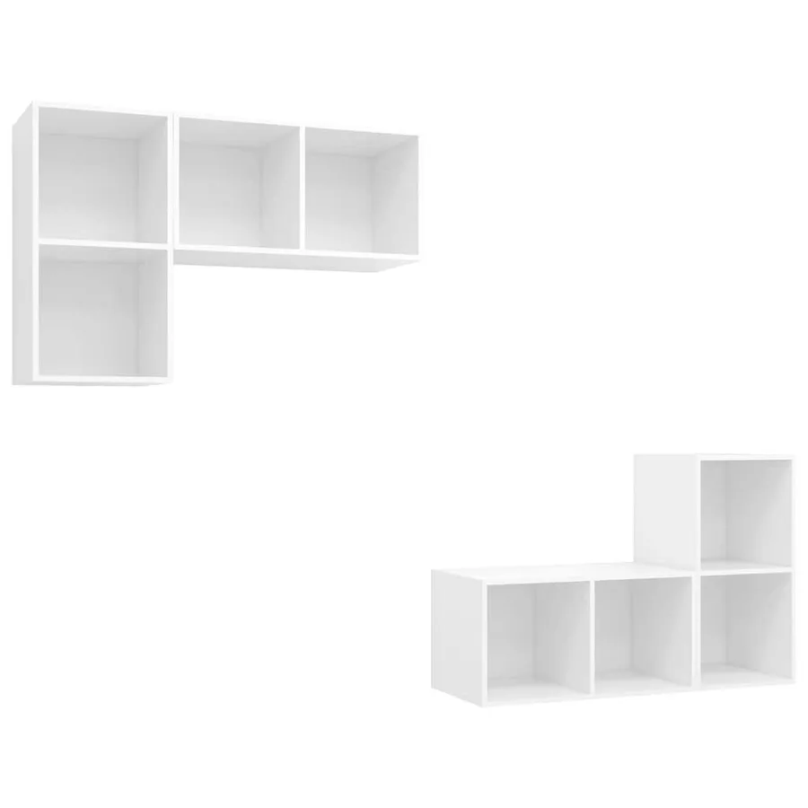 Meubles TV muraux 4 pcs Blanc Bois d'ingénierie - 2