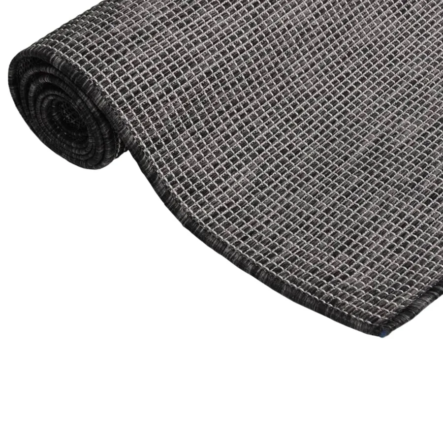 Tapis à tissage plat d'extérieur 80x250 cm Gris - 3