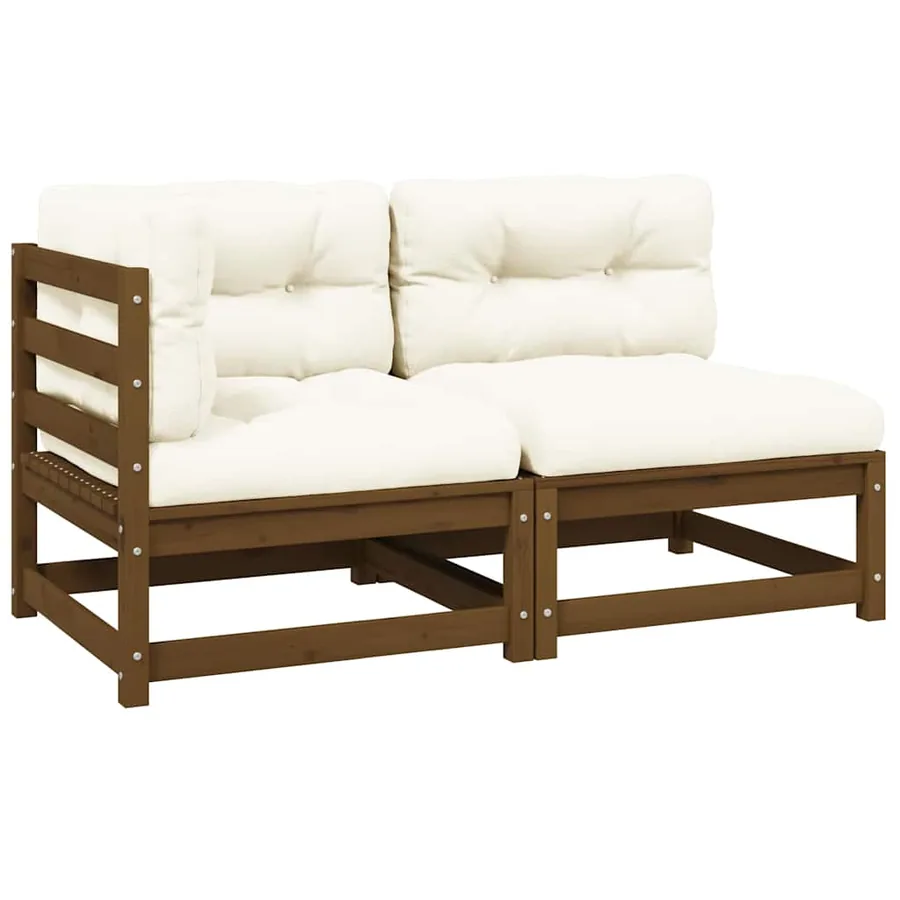 Salon de jardin 2 pcs avec coussins Marron miel Bois de pin