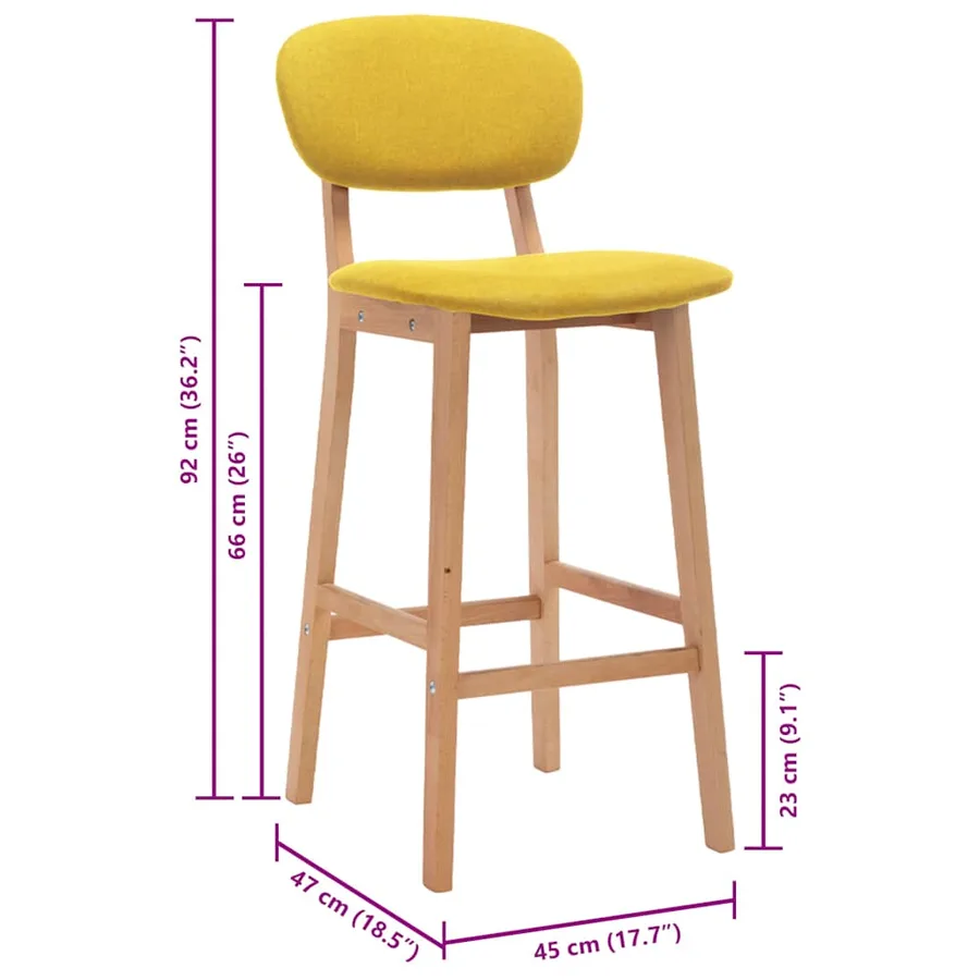 Tabourets de bar lot de 2 jaune moutarde tissu - 8
