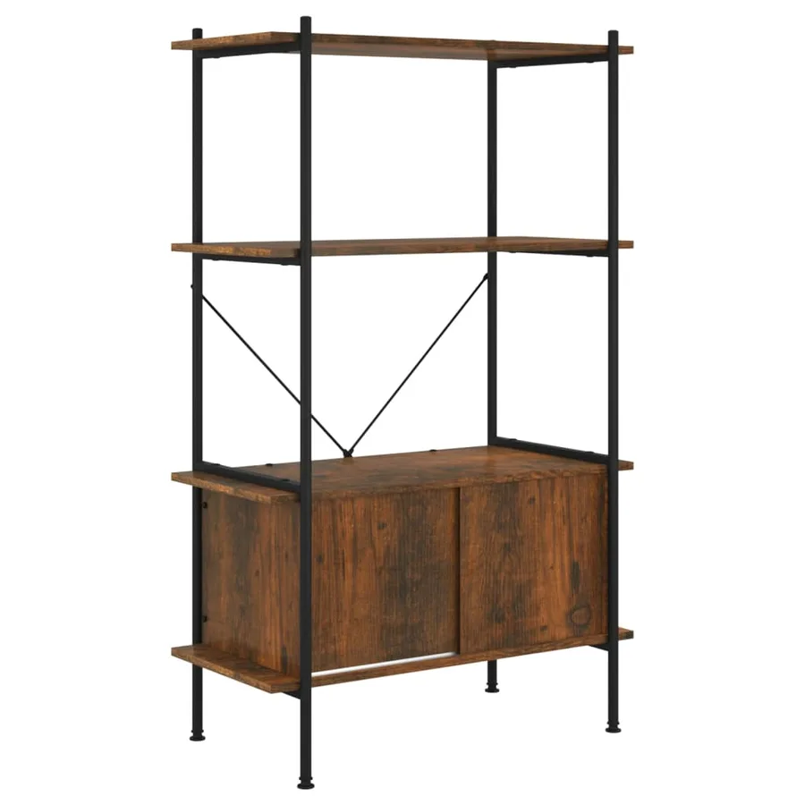 Étagère à 4 niveaux armoire 80x40x130cm Acier bois d'ingénierie - 2