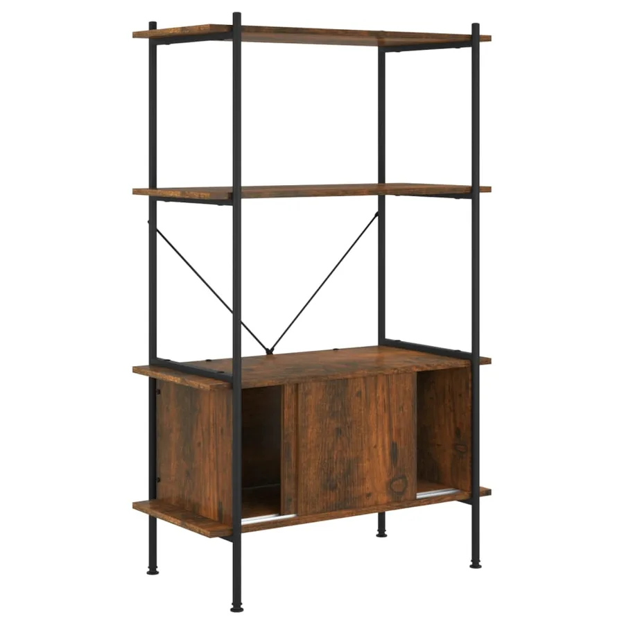 Étagère à 4 niveaux armoire 80x40x130cm Acier bois d'ingénierie - 3