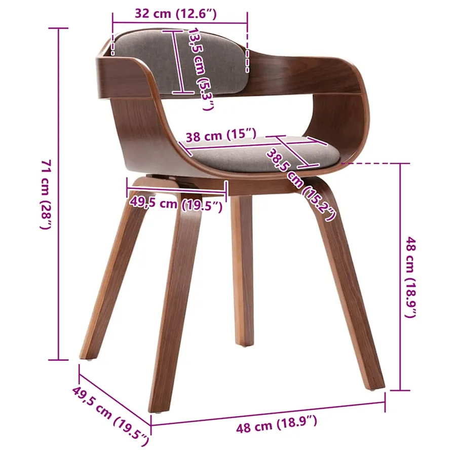 Chaise de salle à manger Taupe Bois courbé et tissu - 6