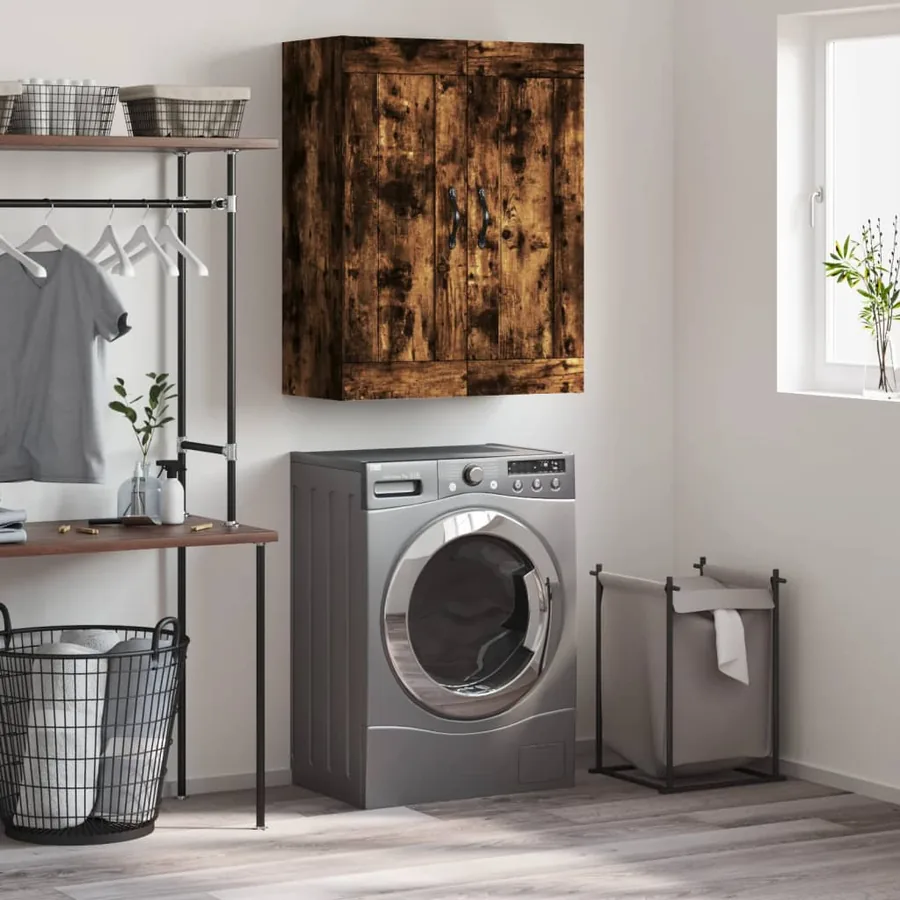 Armoire murale chêne fumé 69,5x34x90 cm bois d'ingénierie