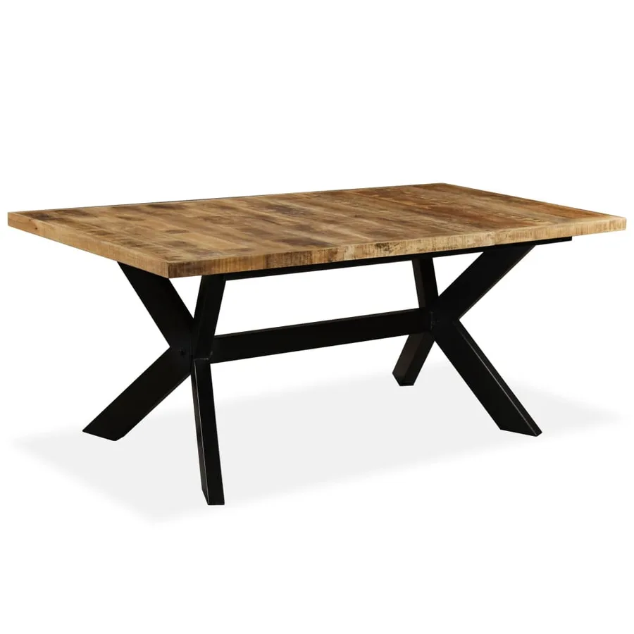 Table à manger Bois de manguier massif et croix en acier 180 cm - 11