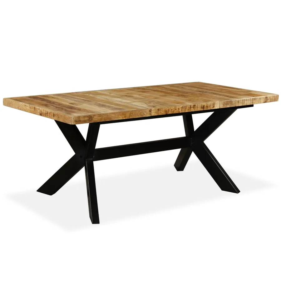 Table à manger Bois de manguier massif et croix en acier 180 cm - 13