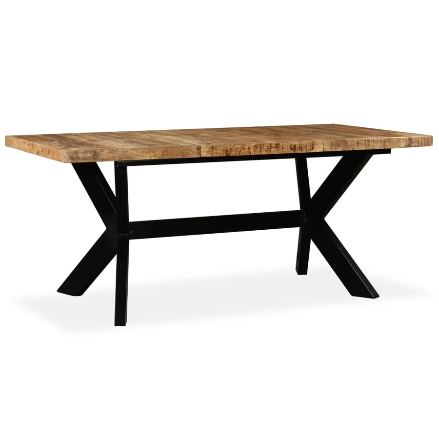 Table à manger Bois de manguier massif et croix en acier 180 cm - 14