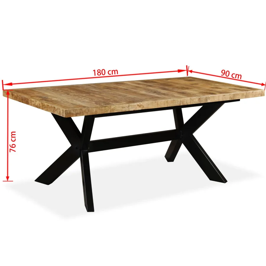 Table à manger Bois de manguier massif et croix en acier 180 cm - 15