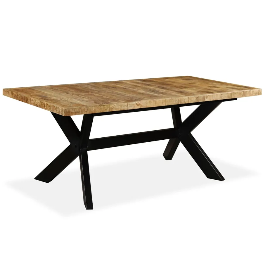 Table à manger Bois de manguier massif et croix en acier 180 cm - 2
