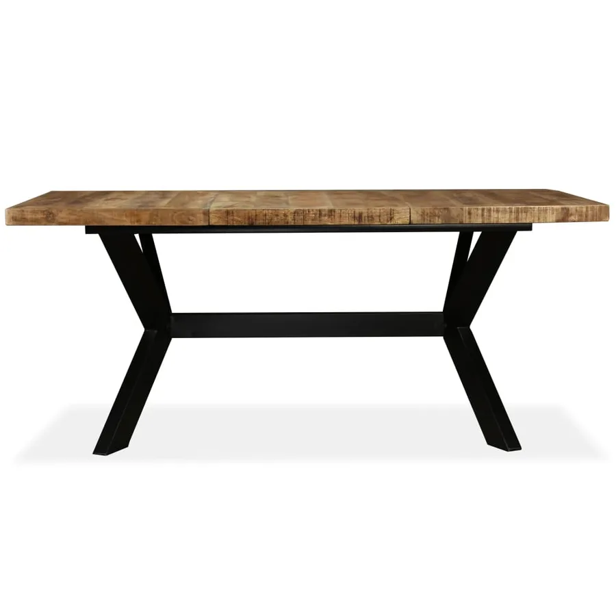 Table à manger Bois de manguier massif et croix en acier 180 cm - 3