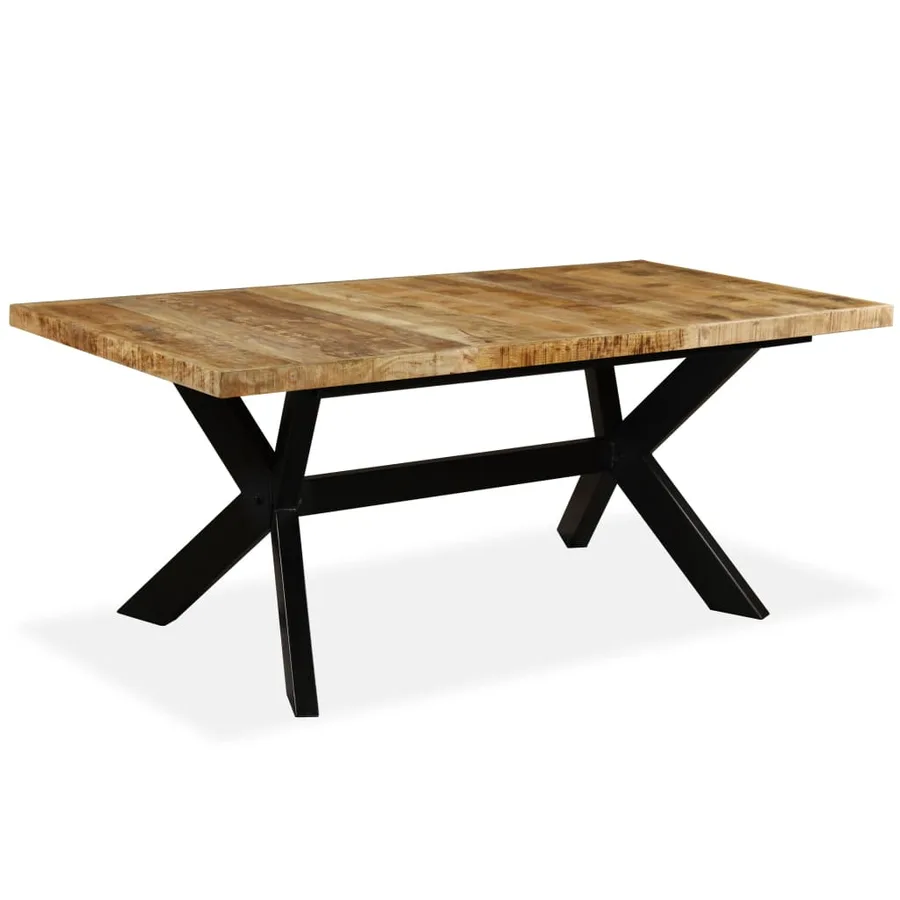 Table à manger Bois de manguier massif et croix en acier 180 cm - 9
