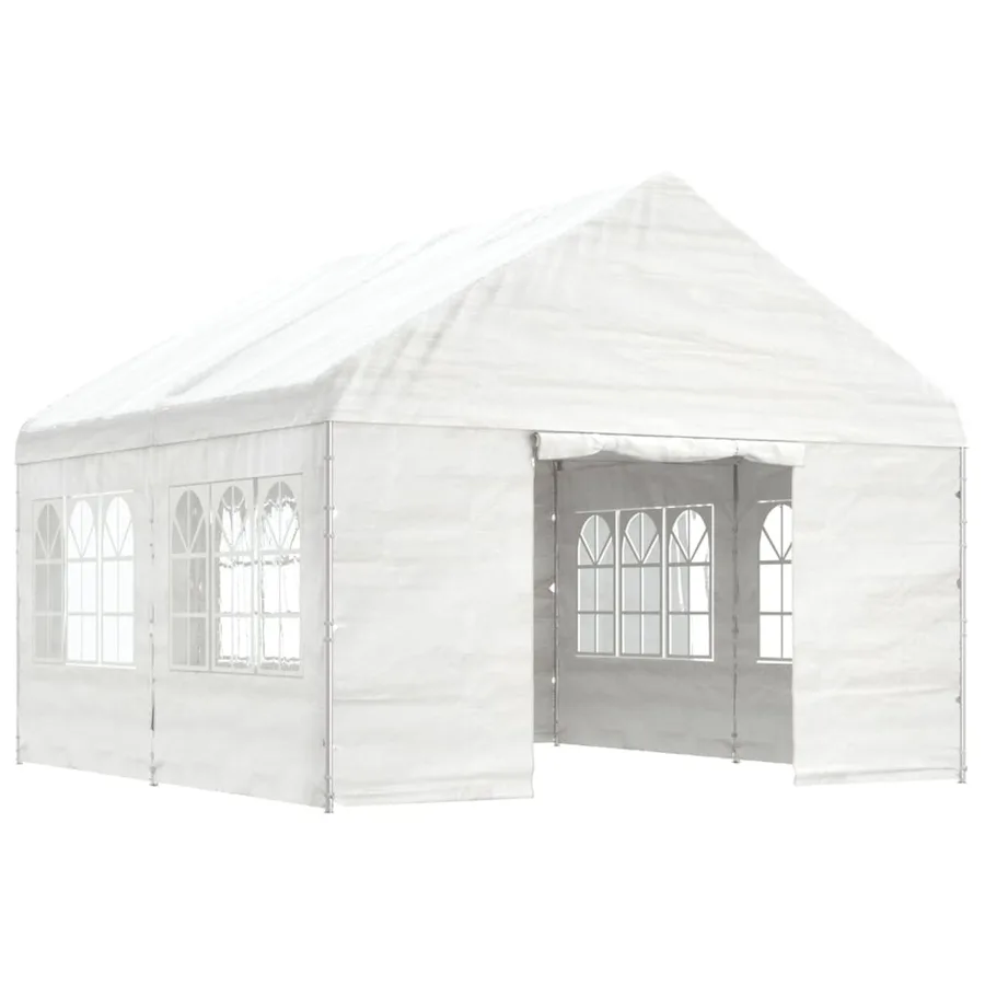 Belvédère avec toit blanc 4,46x4,08x3,22 m polyéthylène - 2