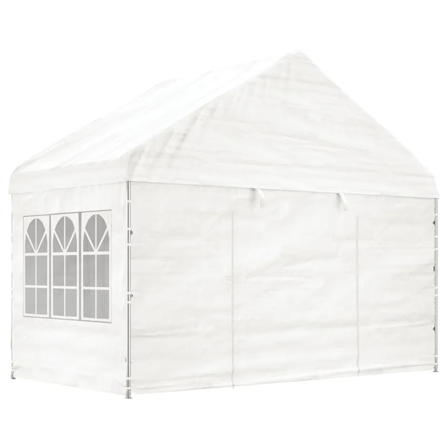 Belvédère avec toit blanc 4,46x4,08x3,22 m polyéthylène - 3