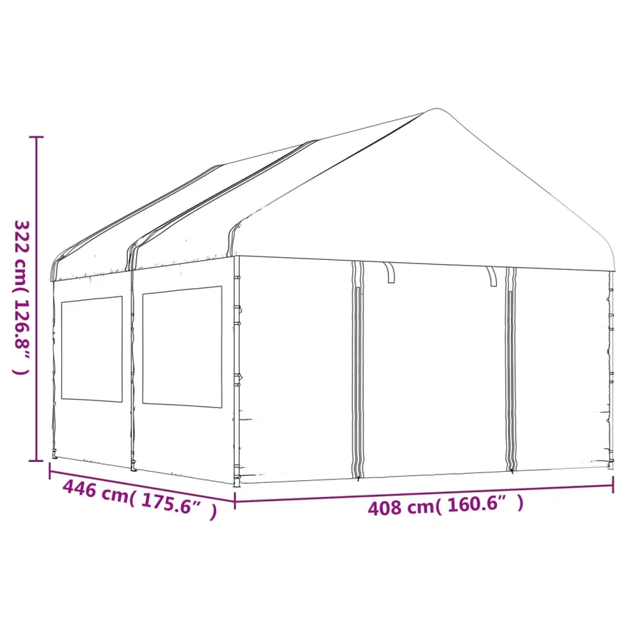 Belvédère avec toit blanc 4,46x4,08x3,22 m polyéthylène - 7