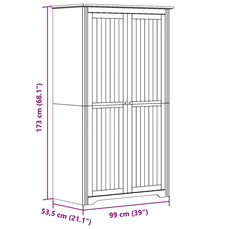 Garde-robe BODO gris 99x53,5x173 cm bois massif de pin - 8