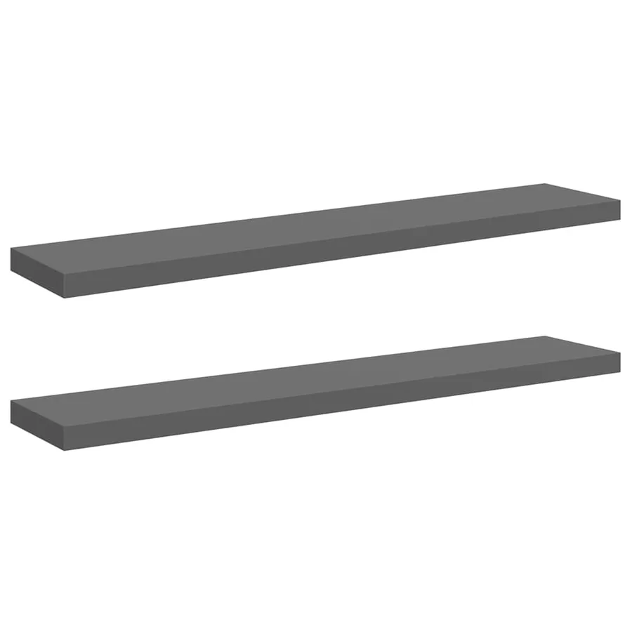 Étagères murales flottantes 2 pcs gris brillant 120x23,5x3,8 cm - 2
