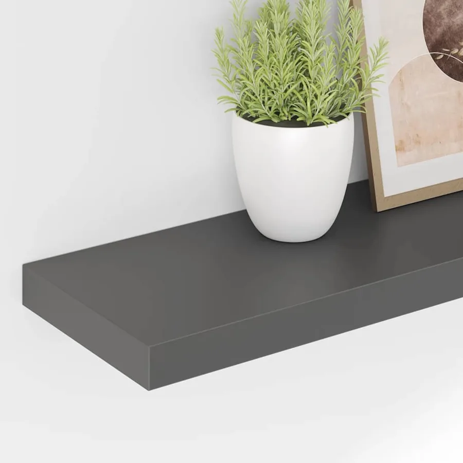 Étagères murales flottantes 2 pcs gris brillant 120x23,5x3,8 cm - 4