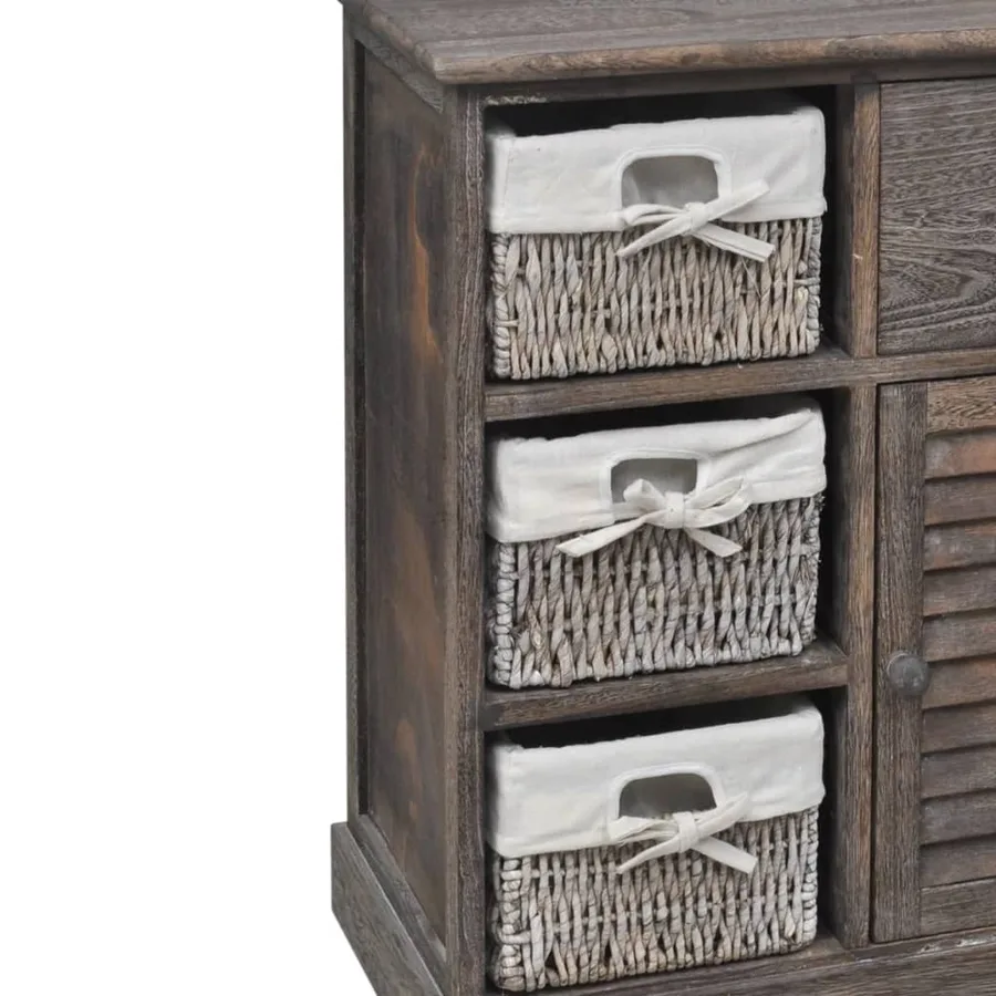 Armoire en bois 3 paniers gauches en tissage Marron - 3