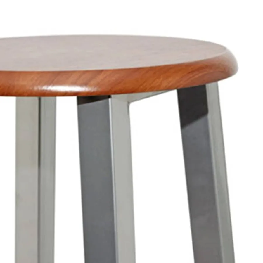 Tabourets de bar lot de 4 argenté et marron MDF - 3