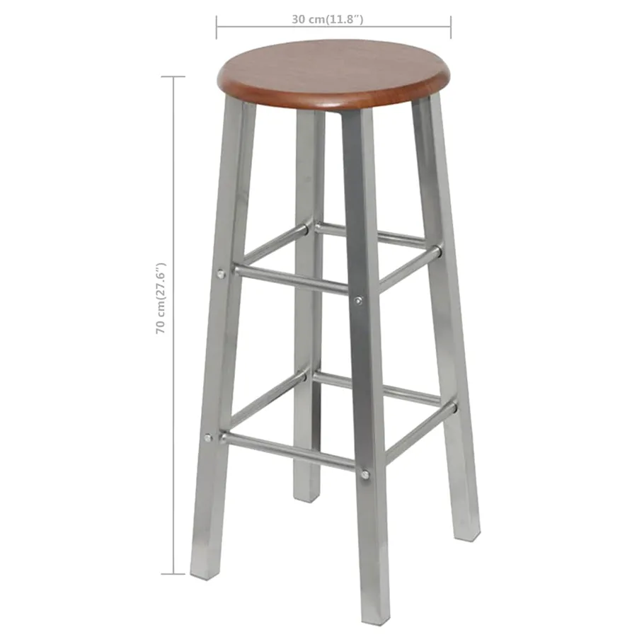 Tabourets de bar lot de 4 argenté et marron MDF - 5