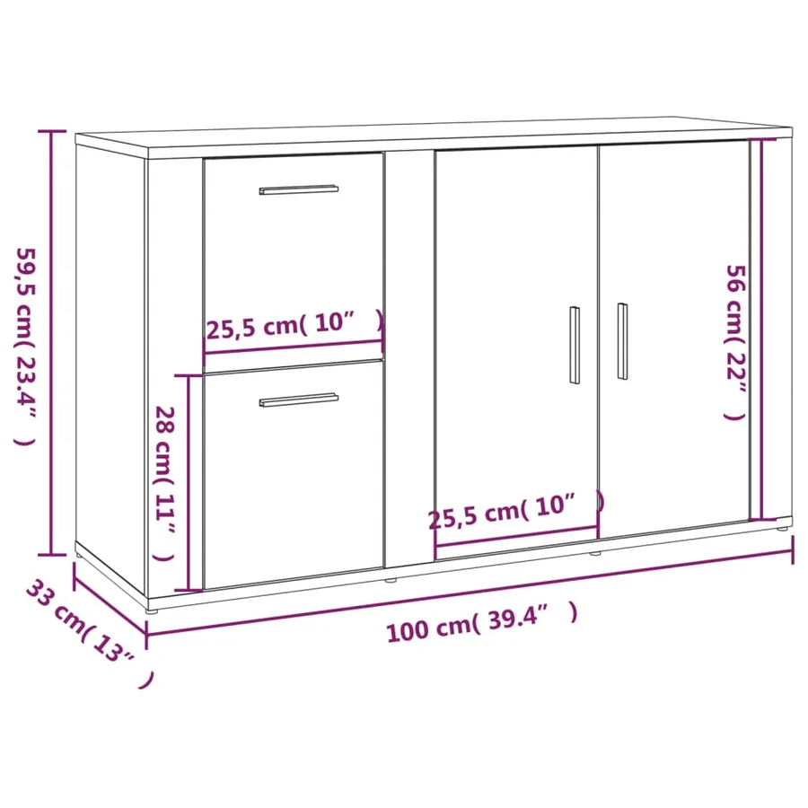 Buffet Sonoma gris 100x33x59,5 cm Bois d'ingénierie - 11
