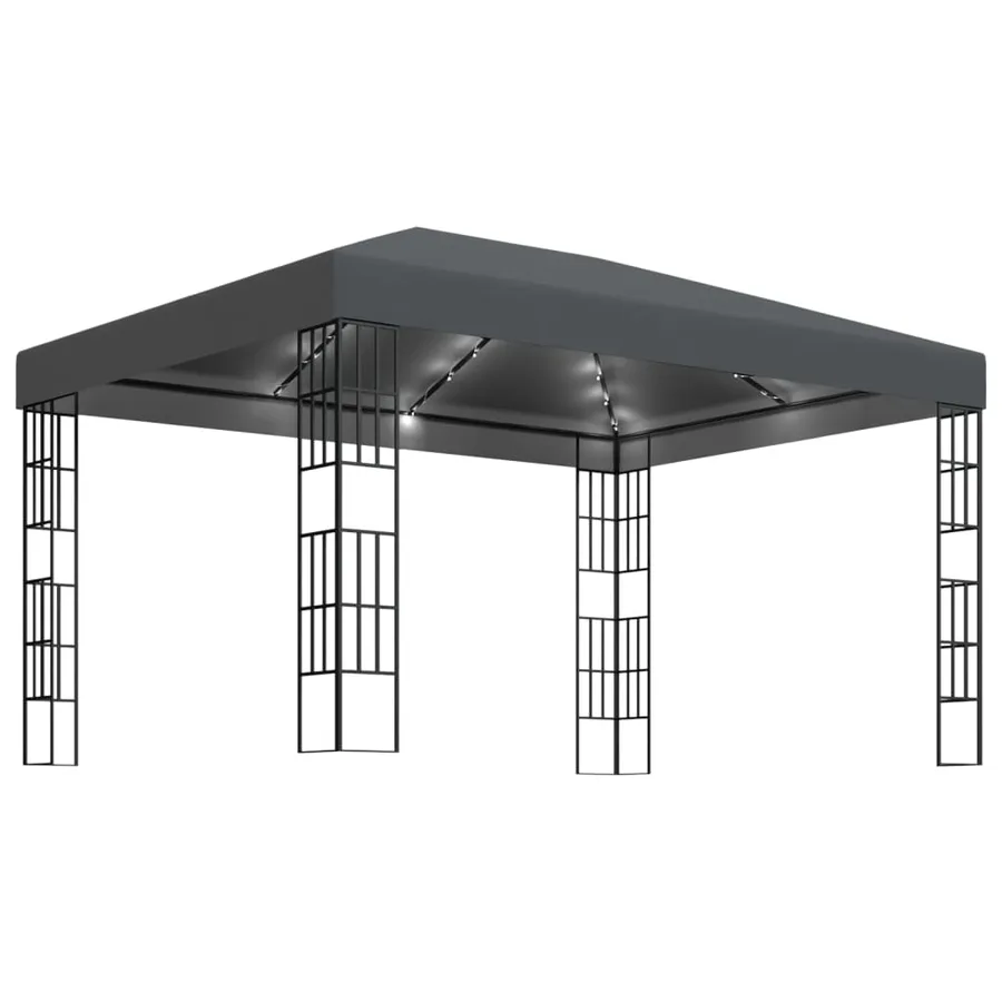 Tonnelle avec guirlande lumineuse à LED 3x4 m Anthracite - 2