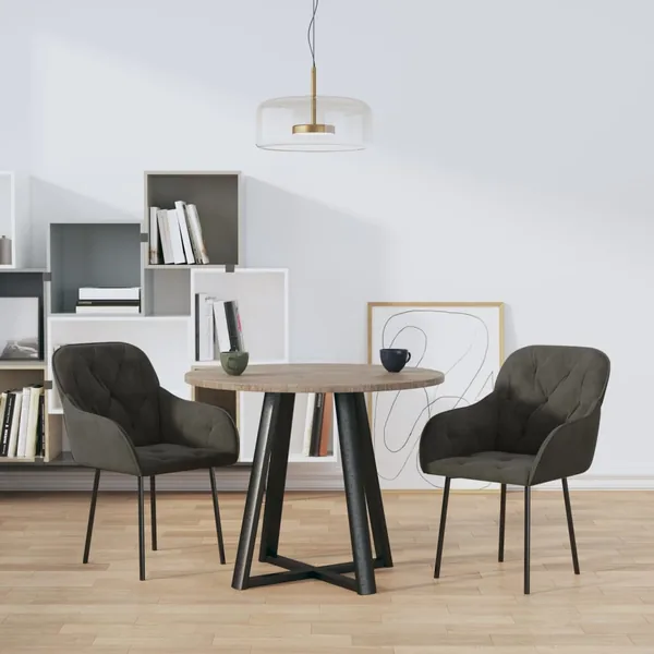 Chaises à manger lot de 2 Gris foncé Velours