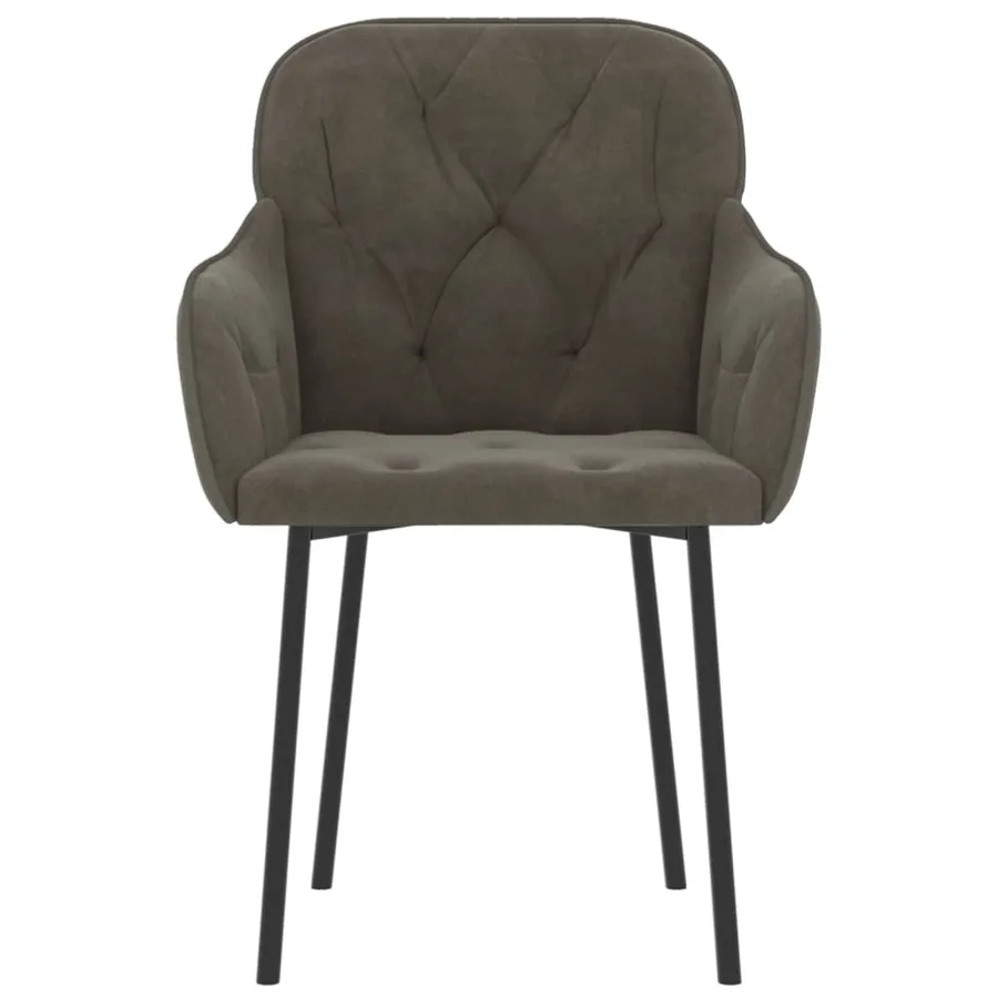Chaises à manger lot de 2 Gris foncé Velours - 4