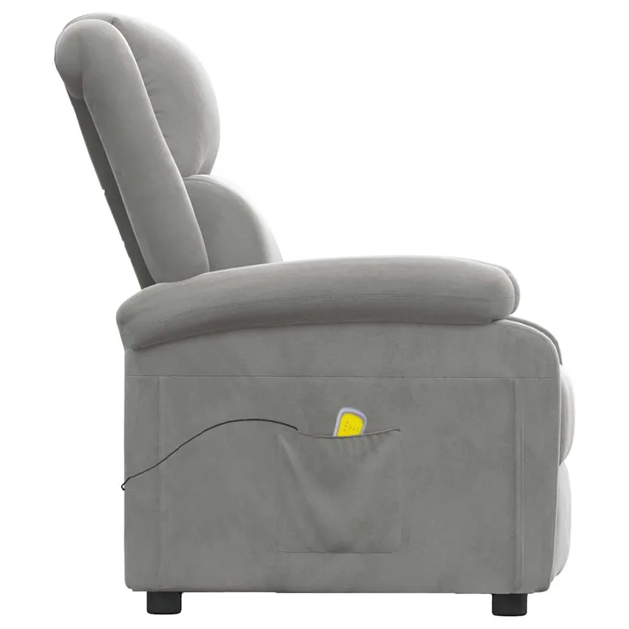Fauteuil de massage gris clair velours - 4