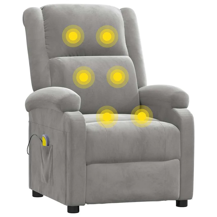 Fauteuil de massage gris clair velours - 7