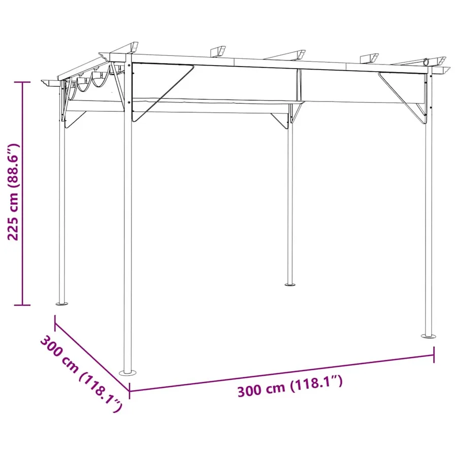 Pergola avec toit rétractable anthracite 3x3 m acier 180 g/m² - 6