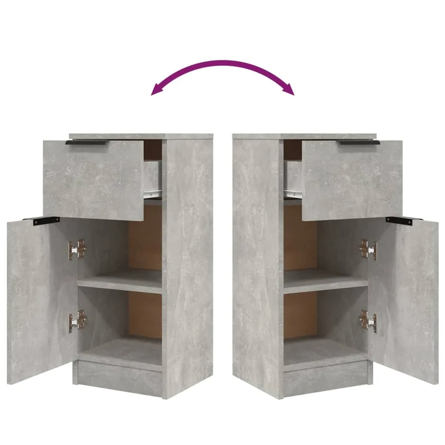 Buffets 2 pcs Gris béton 30x30x70 cm Bois d'ingénierie - 8