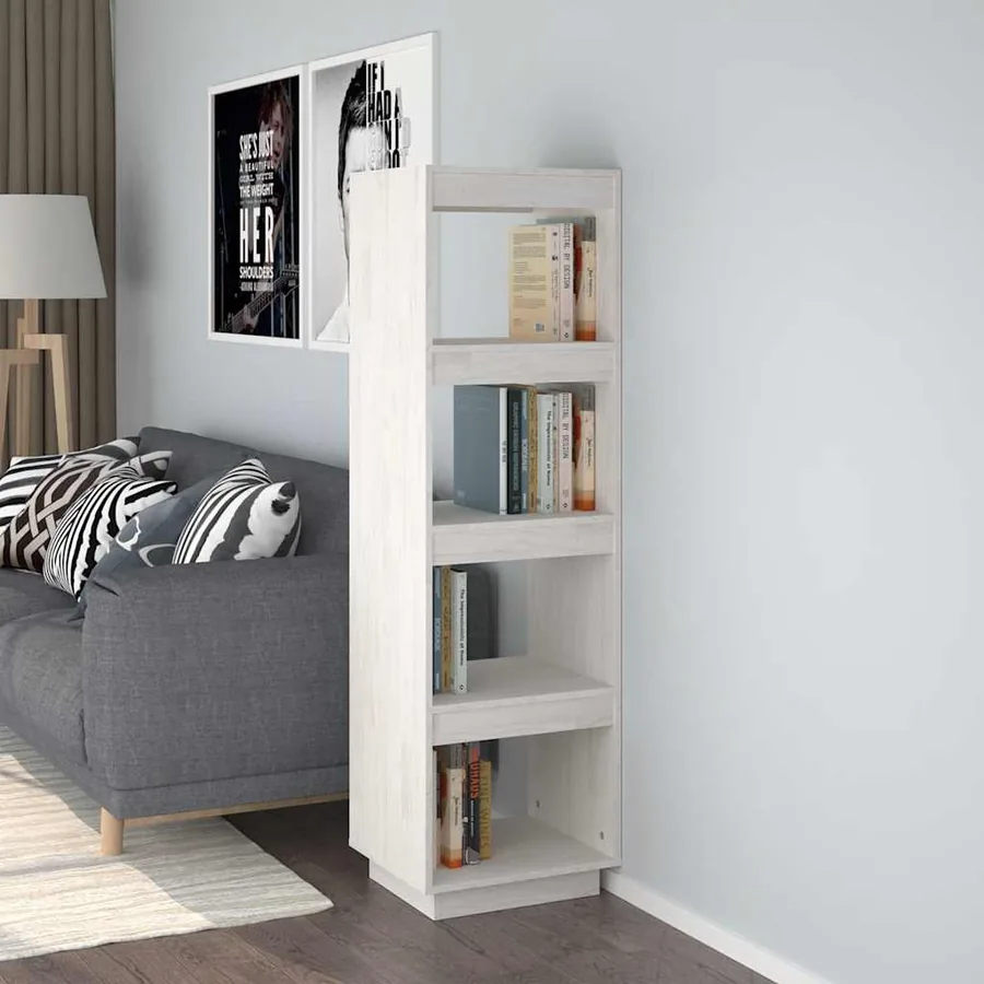 Bibliothèque/Séparateur de pièce Blanc 40x35x135 cm Pin massif